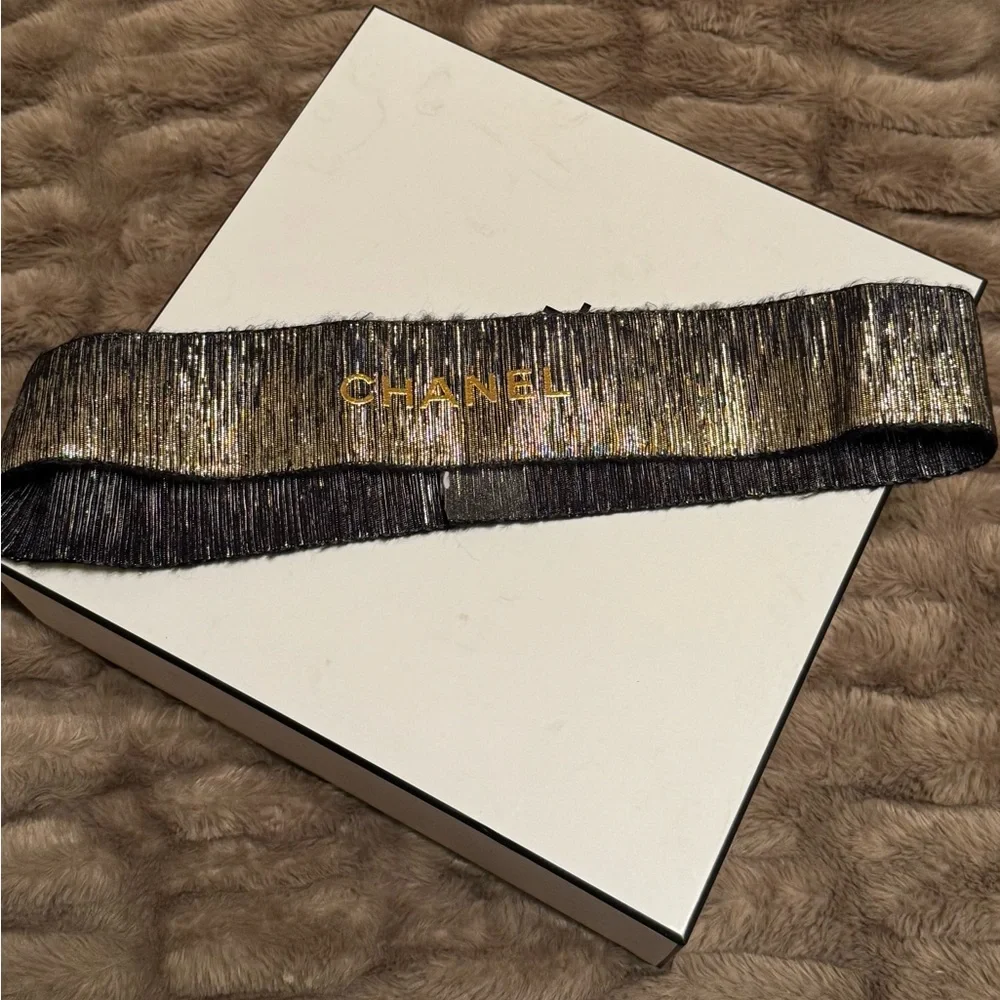Chanel Black and Gold Ribbon